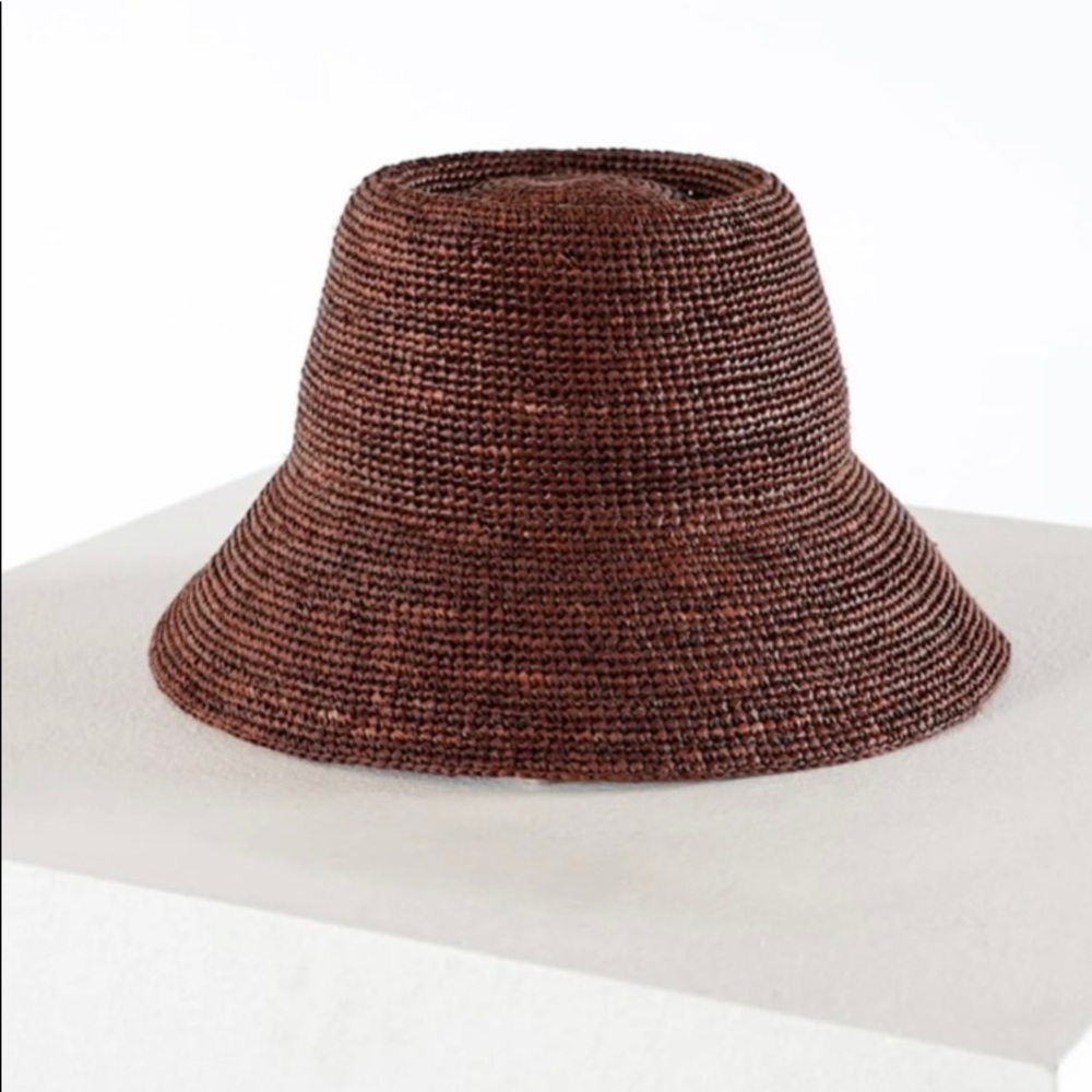 Janessa Leone Felix packable straw hat in Chocolate. Sold out online. Like new.